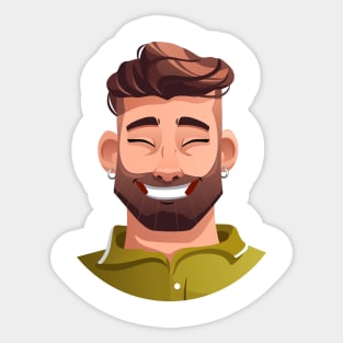 Brutal bearded smiling man Sticker